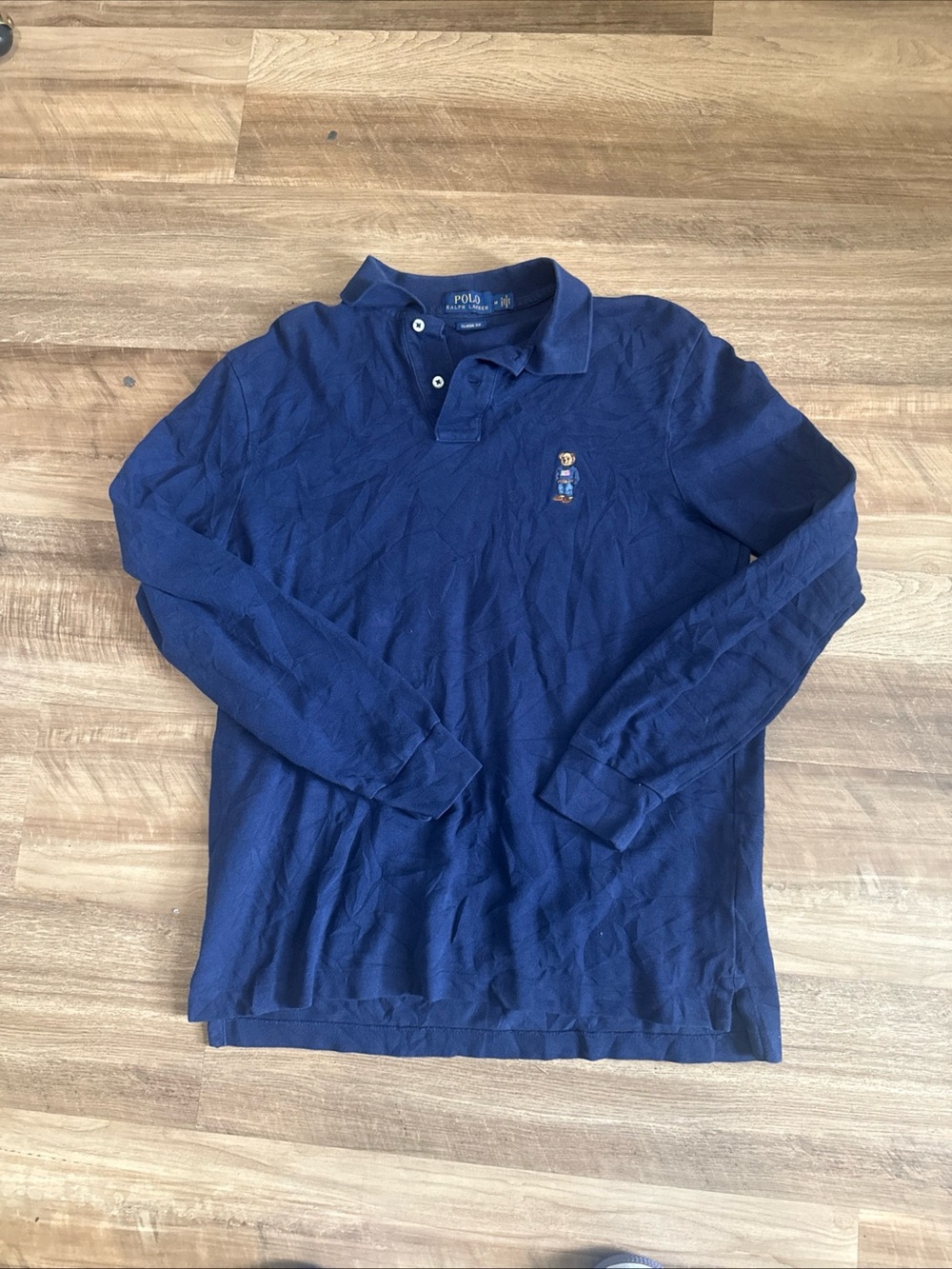 Ralph Lauren Long Sleeve Polo Shirt - Navy with Bear Crest